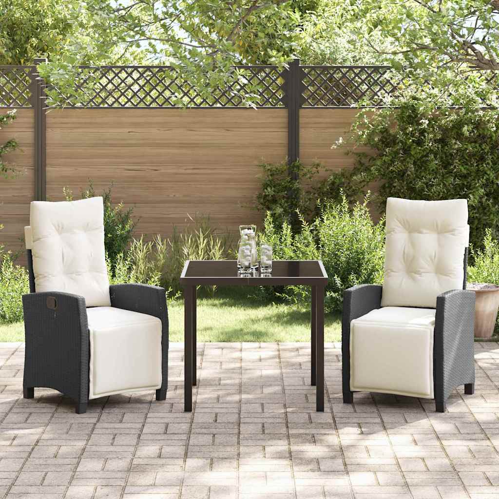 vidaXL Garten Essgruppe 3 pcs Schwarz Poly-Rattan