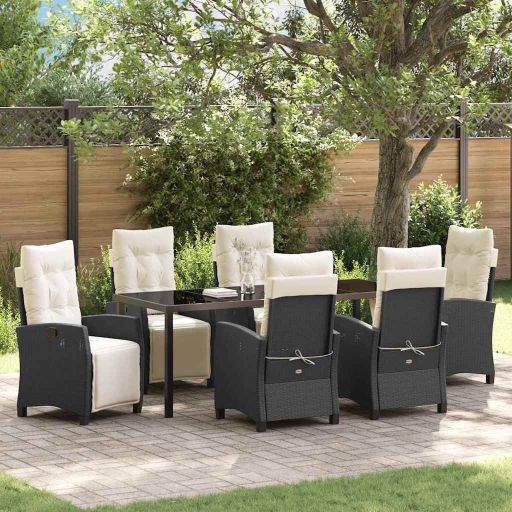 vidaXL Garten Essgruppe 3 pcs Schwarz Poly-Rattan