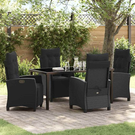 vidaXL Garten Essgruppe 3 pcs Schwarz Poly-Rattan