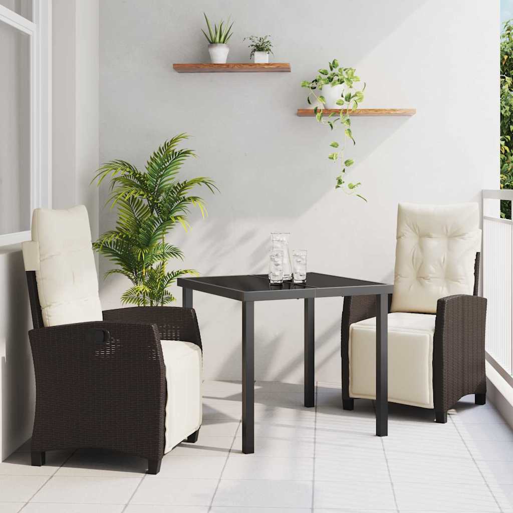 vidaXL Garten Essgruppe 3 pcs Schwarz Poly-Rattan
