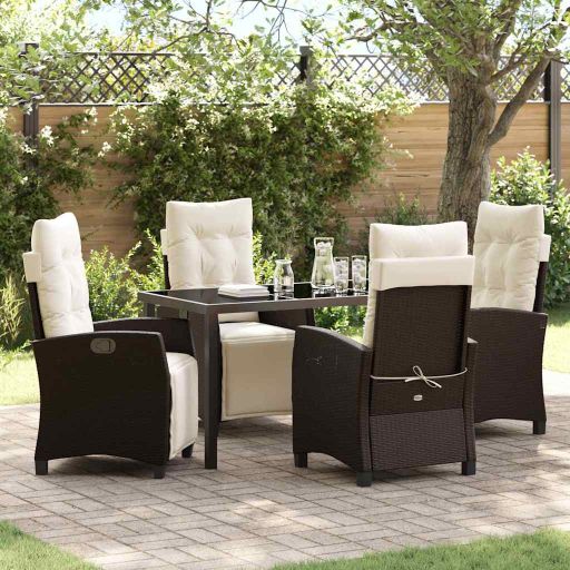 vidaXL Garten Essgruppe 3 pcs Schwarz Poly-Rattan