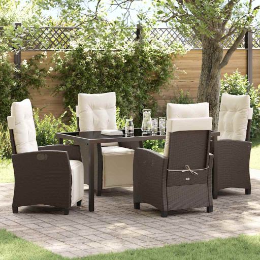vidaXL Garten Essgruppe 3 pcs Schwarz Poly-Rattan