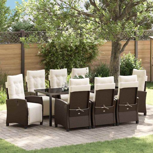 vidaXL Garten Essgruppe 3 pcs Schwarz Poly-Rattan