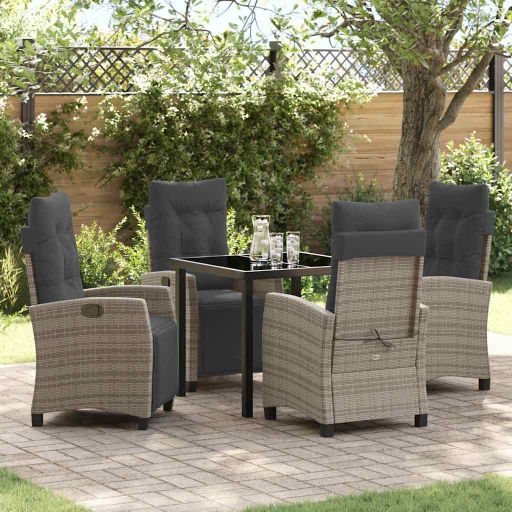 vidaXL Garten Essgruppe 3 pcs Schwarz Poly-Rattan