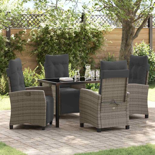 vidaXL Garten Essgruppe 3 pcs Schwarz Poly-Rattan