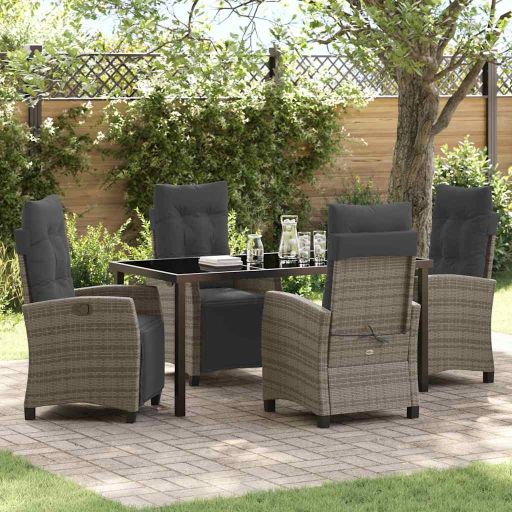 vidaXL Garten Essgruppe 3 pcs Schwarz Poly-Rattan