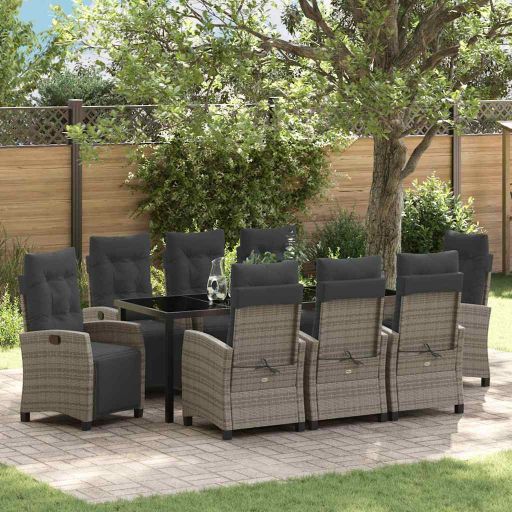 vidaXL Garten Essgruppe 3 pcs Schwarz Poly-Rattan
