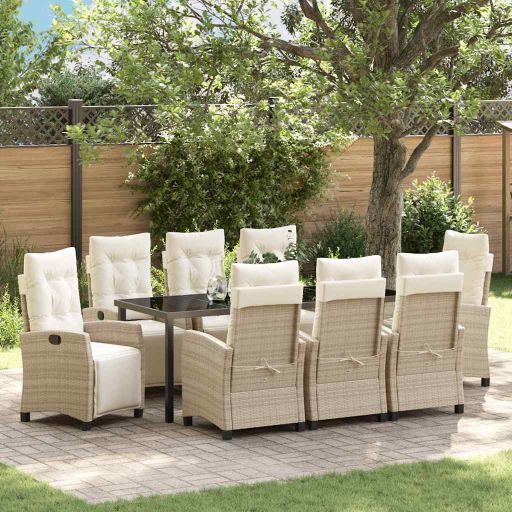 vidaXL Garten Essgruppe 3 pcs Schwarz Poly-Rattan