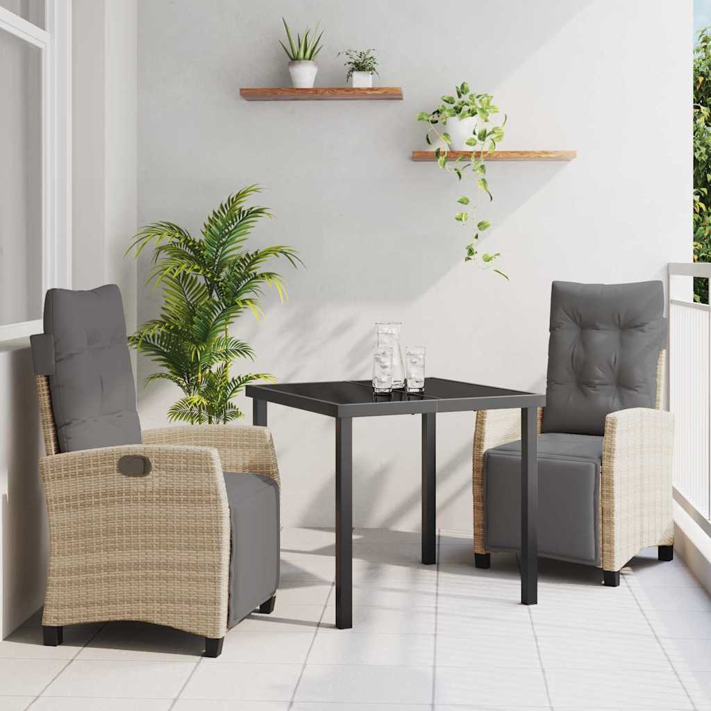 vidaXL Garten Essgruppe 3 pcs Schwarz Poly-Rattan