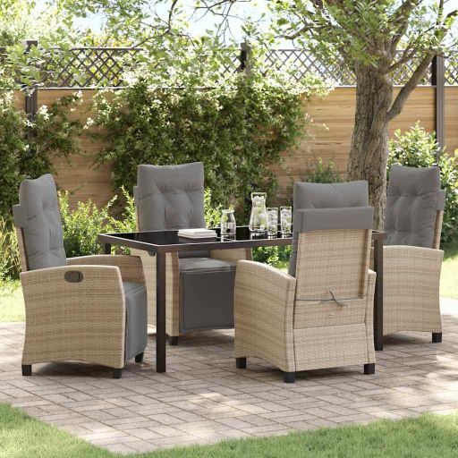 vidaXL Garten Essgruppe 3 pcs Schwarz Poly-Rattan