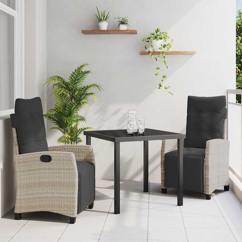 vidaXL Garten Essgruppe 3 pcs Schwarz Poly-Rattan