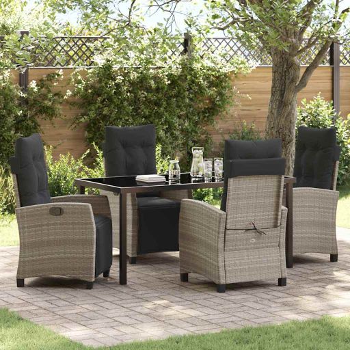 vidaXL Garten Essgruppe 3 pcs Schwarz Poly-Rattan
