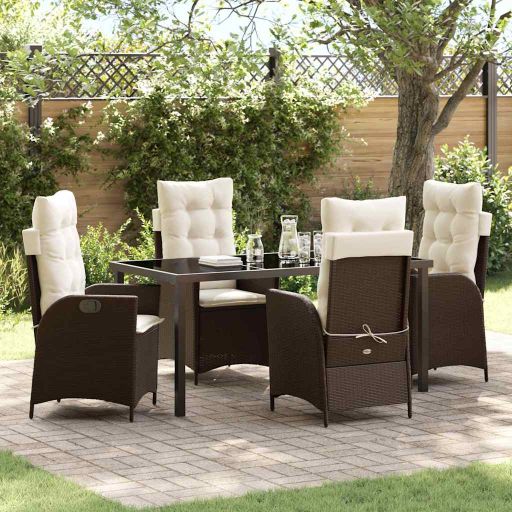 vidaXL Garten Essgruppe mit Kissen 3 pcs Schwarz Poly-Rattan