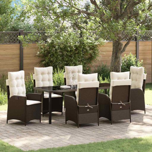 vidaXL Garten Essgruppe mit Kissen 3 pcs Schwarz Poly-Rattan