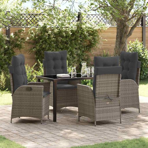vidaXL Garten Essgruppe mit Kissen 3 pcs Schwarz Poly-Rattan
