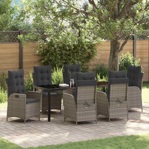 vidaXL Garten Essgruppe mit Kissen 3 pcs Schwarz Poly-Rattan