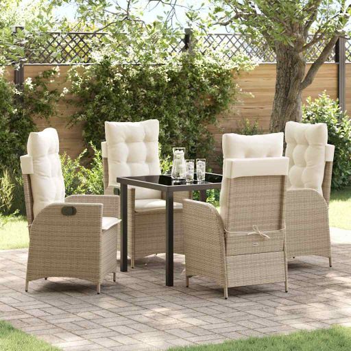 vidaXL Garten Essgruppe mit Kissen 3 pcs Schwarz Poly-Rattan