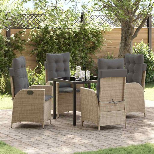 vidaXL Garten Essgruppe mit Kissen 3 pcs Schwarz Poly-Rattan