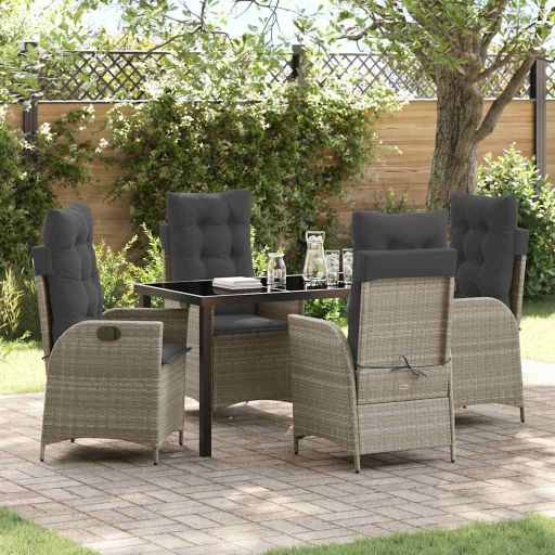 vidaXL Garten Essgruppe mit Kissen 3 pcs Schwarz Poly-Rattan