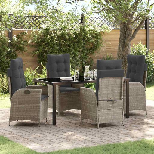 vidaXL Garten Essgruppe mit Kissen 3 pcs Schwarz Poly-Rattan