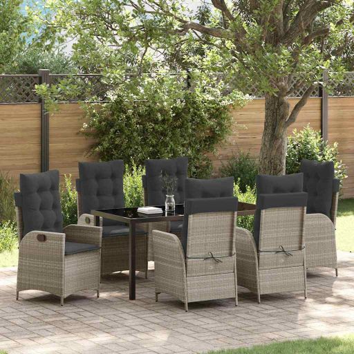 vidaXL Garten Essgruppe mit Kissen 3 pcs Schwarz Poly-Rattan
