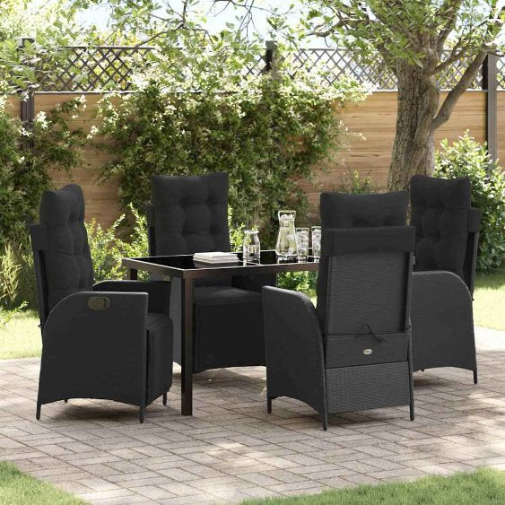 vidaXL Garten Essgruppe mit Kissen 3 pcs Schwarz Poly-Rattan