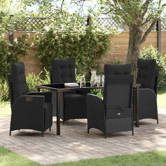 vidaXL Garten Essgruppe mit Kissen 3 pcs Schwarz Poly-Rattan