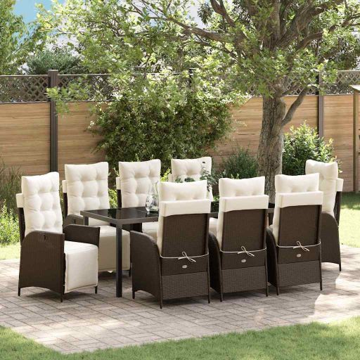 vidaXL Garten Essgruppe mit Kissen 3 pcs Schwarz Poly-Rattan