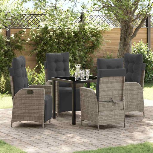 vidaXL Garten Essgruppe mit Kissen 3 pcs Schwarz Poly-Rattan