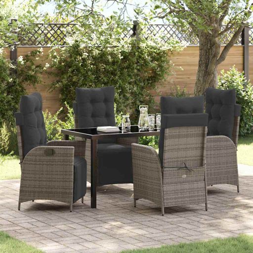 vidaXL Garten Essgruppe mit Kissen 3 pcs Schwarz Poly-Rattan