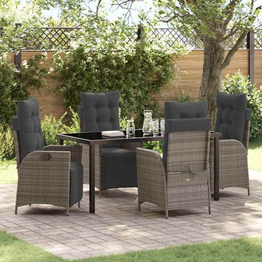 vidaXL Garten Essgruppe mit Kissen 3 pcs Schwarz Poly-Rattan