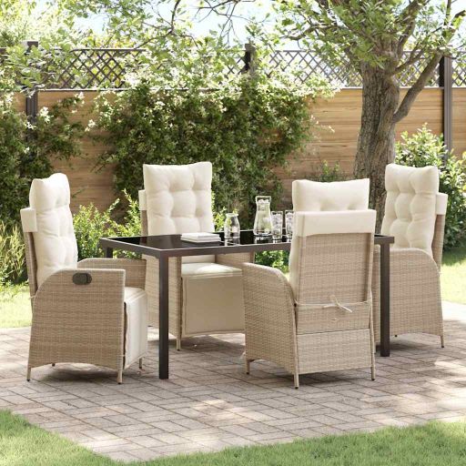 vidaXL Garten Essgruppe mit Kissen 3 pcs Schwarz Poly-Rattan