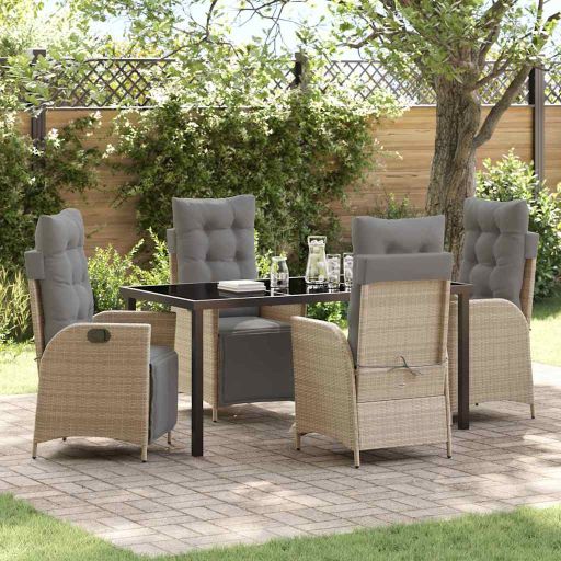 vidaXL Garten Essgruppe mit Kissen 3 pcs Schwarz Poly-Rattan
