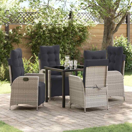 vidaXL Garten Essgruppe mit Kissen 3 pcs Schwarz Poly-Rattan