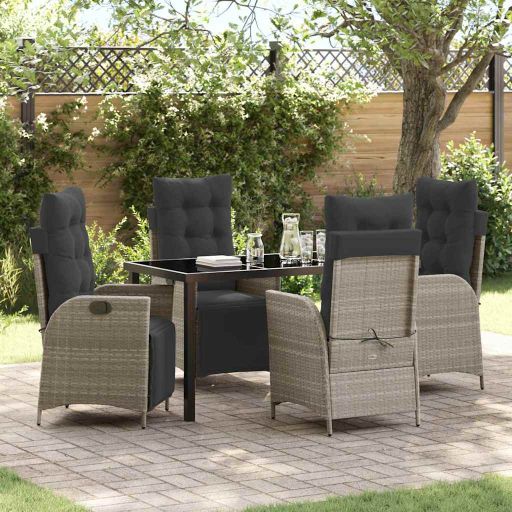 vidaXL Garten Essgruppe mit Kissen 3 pcs Schwarz Poly-Rattan