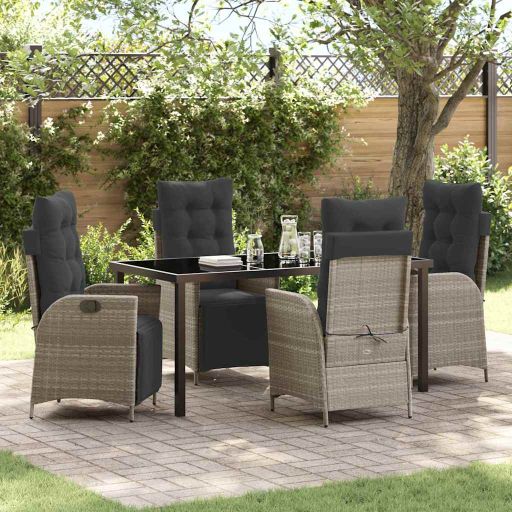 vidaXL Garten Essgruppe mit Kissen 3 pcs Schwarz Poly-Rattan