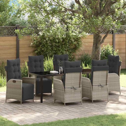 vidaXL Garten Essgruppe mit Kissen 3 pcs Schwarz Poly-Rattan