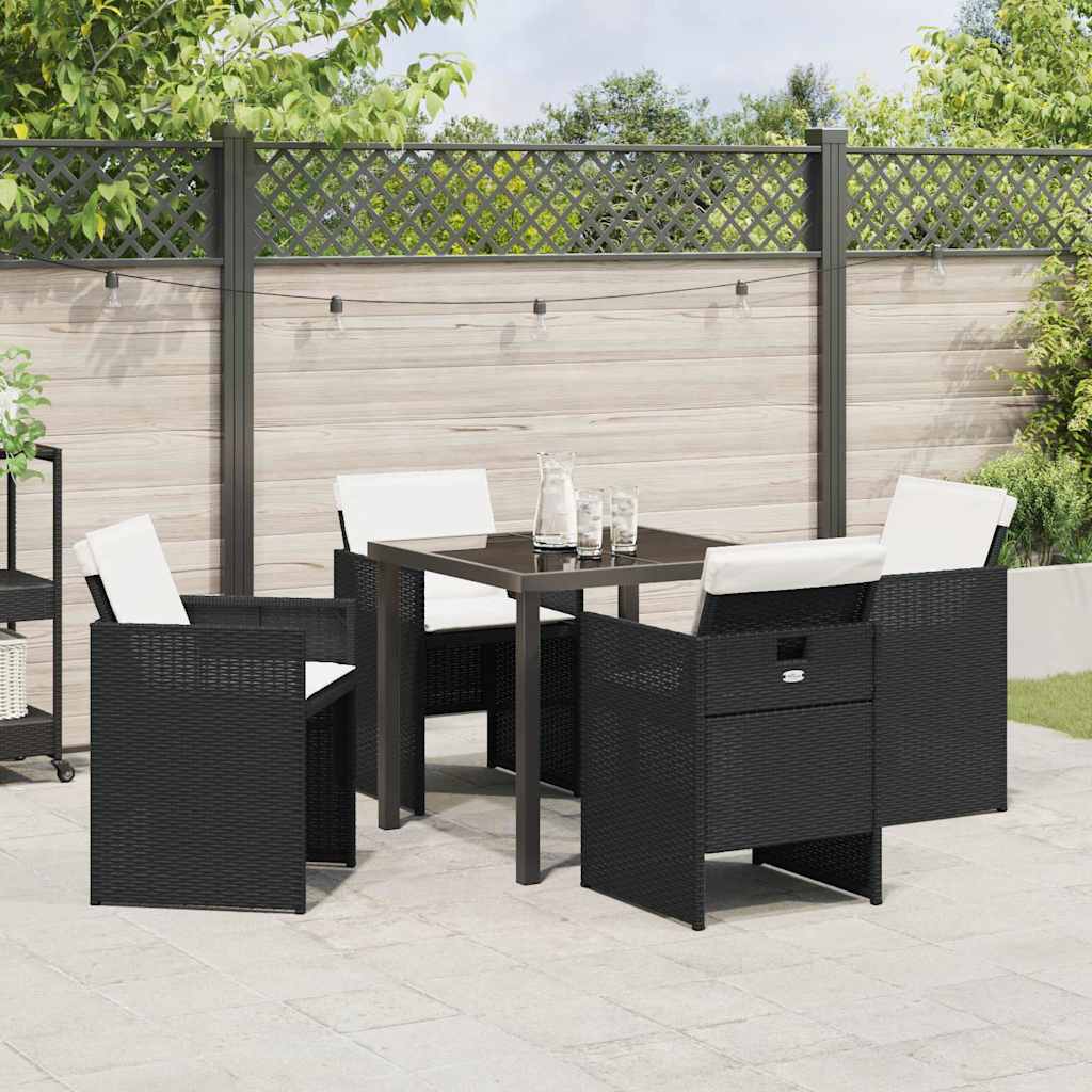 vidaXL Garten Essgruppe 5 pcs Schwarz Poly-Rattan