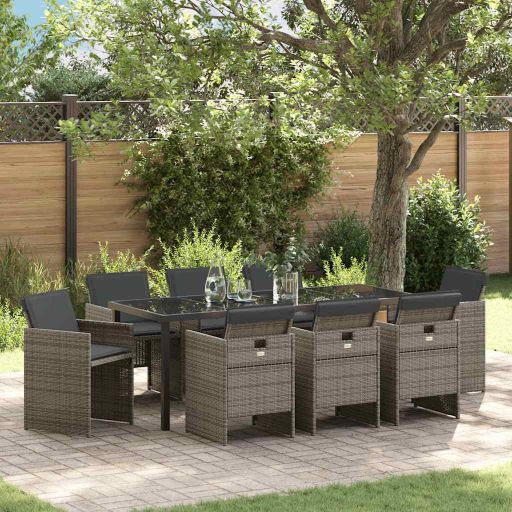 vidaXL Garten Essgruppe 5 pcs Schwarz Poly-Rattan