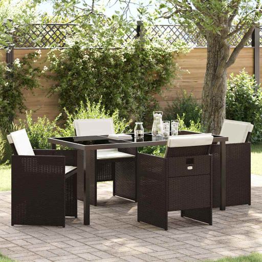 vidaXL Garten Essgruppe 5 pcs Schwarz Poly-Rattan