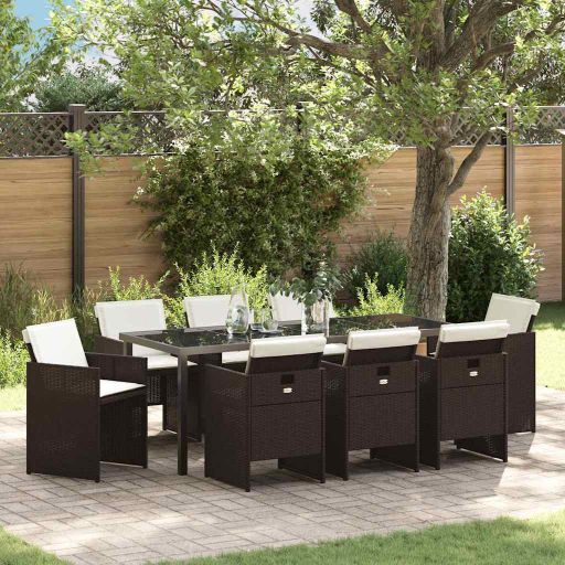 vidaXL Garten Essgruppe 5 pcs Schwarz Poly-Rattan