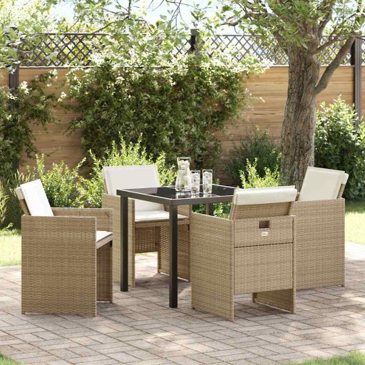 vidaXL Garten Essgruppe 5 pcs Schwarz Poly-Rattan