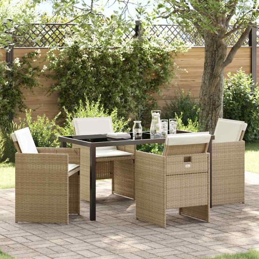 vidaXL Garten Essgruppe 5 pcs Schwarz Poly-Rattan