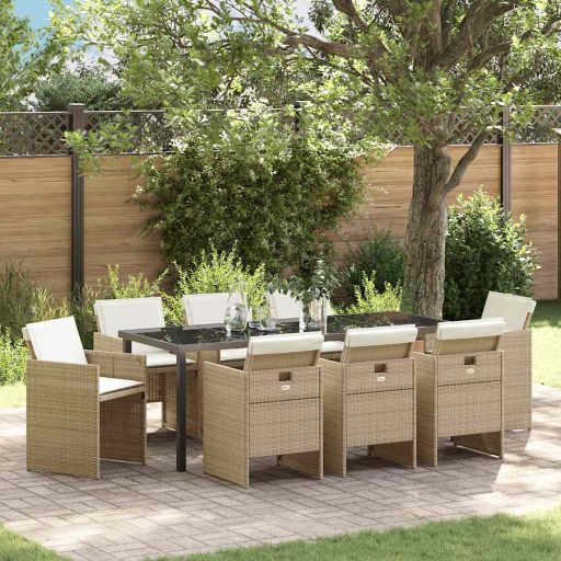 vidaXL Garten Essgruppe 5 pcs Schwarz Poly-Rattan