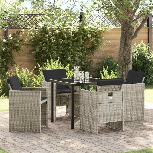 vidaXL Garten Essgruppe 5 pcs Schwarz Poly-Rattan