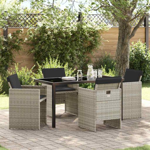 vidaXL Garten Essgruppe 5 pcs Schwarz Poly-Rattan