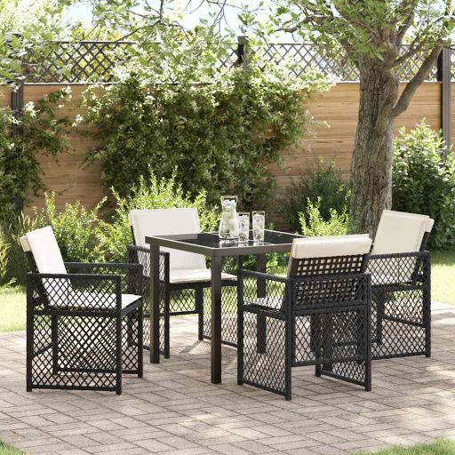 vidaXL Garten Essgruppe 5 pcs Schwarz Poly-Rattan
