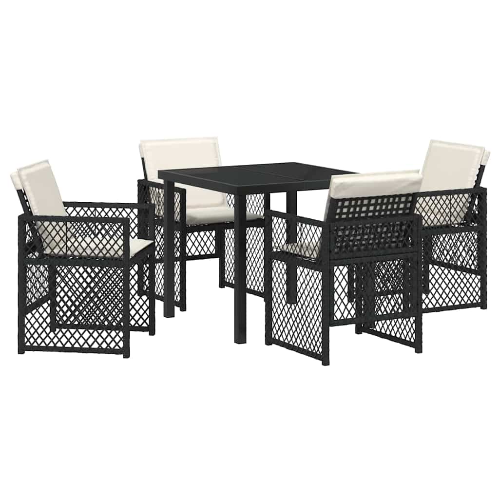 vidaXL Garten Essgruppe 5 pcs Schwarz Poly-Rattan