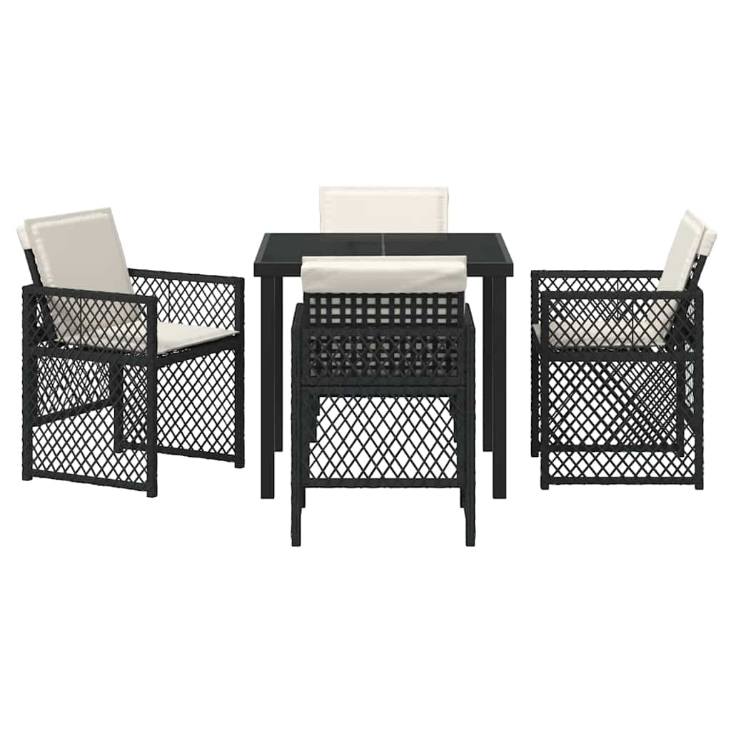 vidaXL Garten Essgruppe 5 pcs Schwarz Poly-Rattan