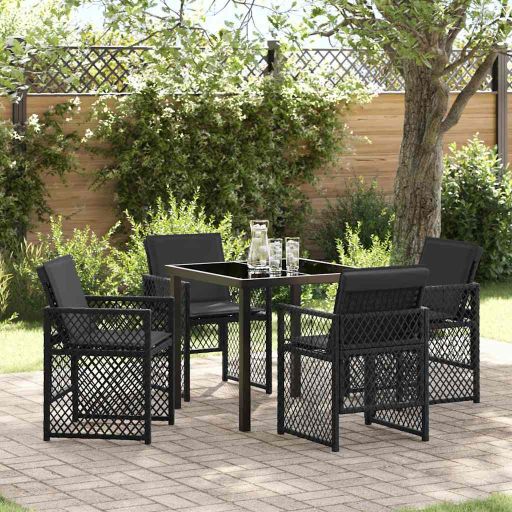 vidaXL Garten Essgruppe 5 pcs Schwarz Poly-Rattan